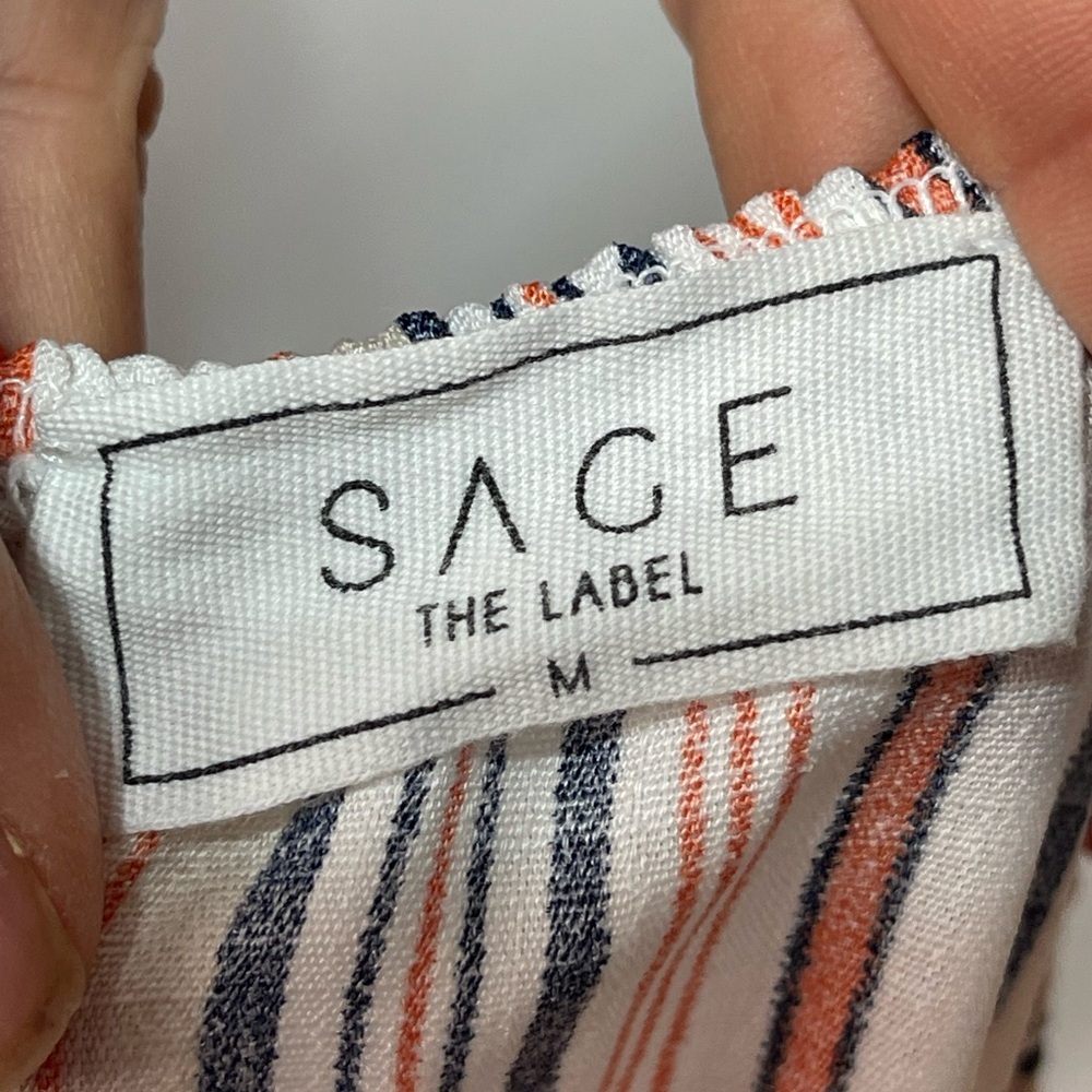 Sage the labor orange white stripes peplum cropped spaghetti straps tank top M - Picture 10 of 14